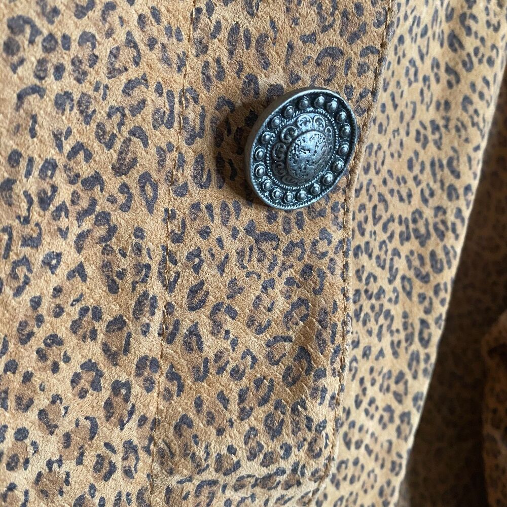 Live a Little LAL Leather Leopard Print Jacket Cuffed Sleeves Lined Womens 2X - Picture 4 of 12